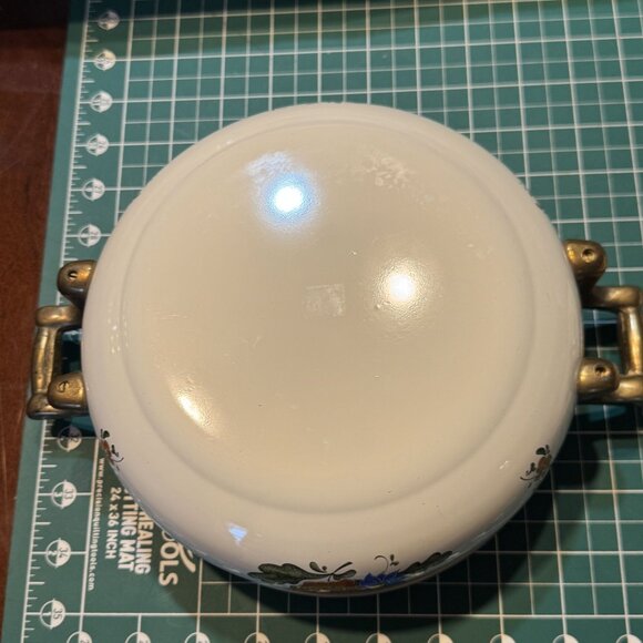 VTG 1960s Villeroy & Boch Amsterdam 2 Qt Pot With Lid Floral Design Ceramic & Br - Picture 5 of 7